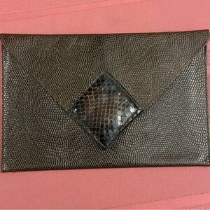 David Mehler for Dame Brown Snakeskin Clutch